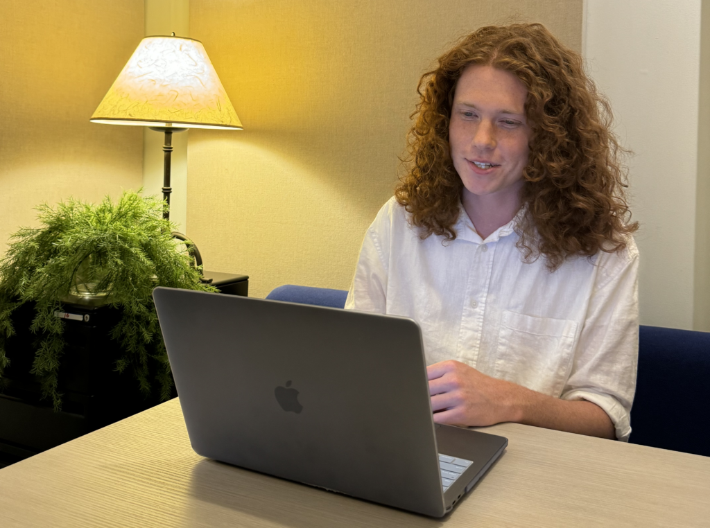 Student in an online interivew